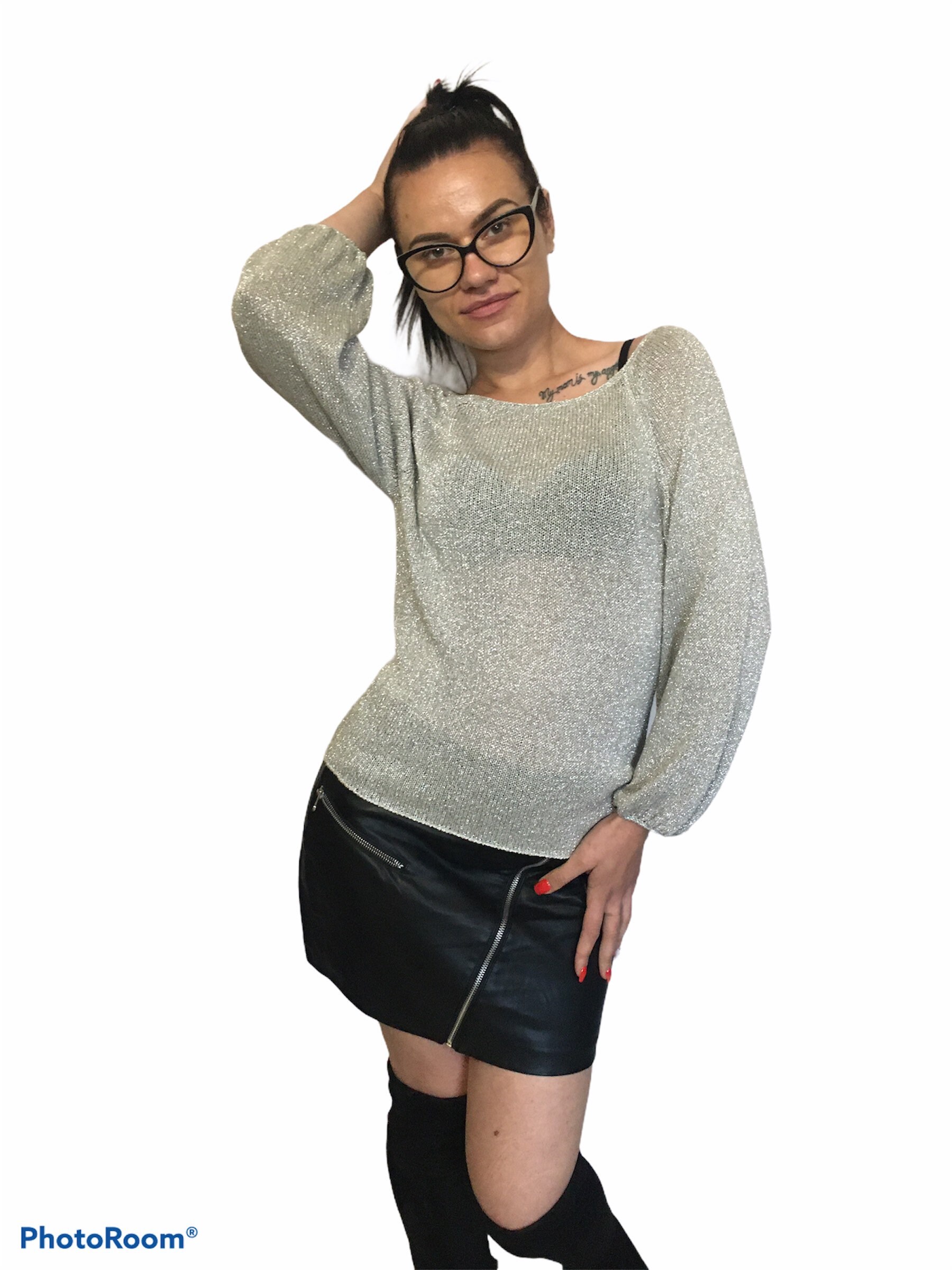 Sweater metallic silver yarnsilver wedding sweaterelegant | Etsy