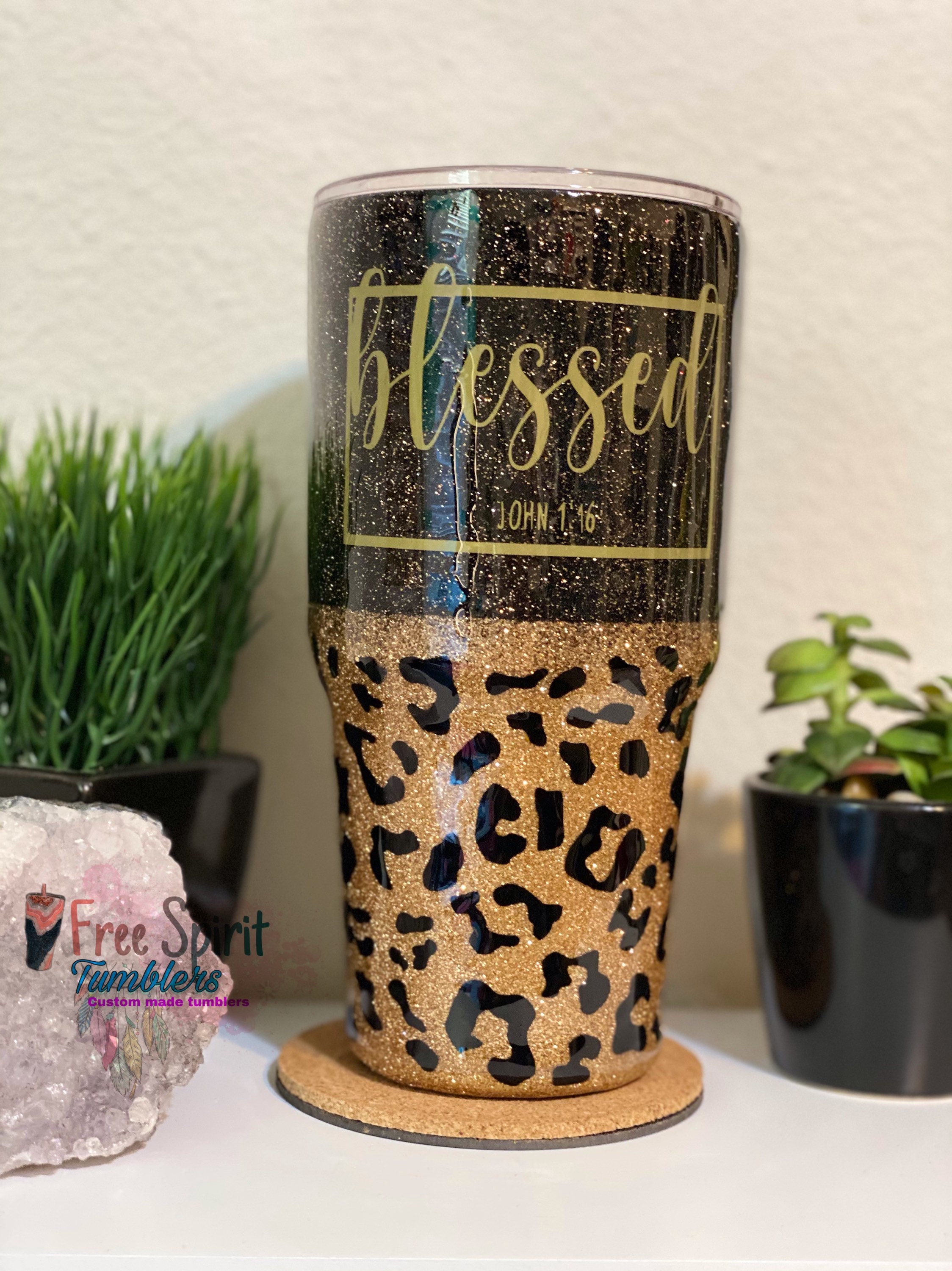 blessed cheetah print epoxy tumblercheetah print rose