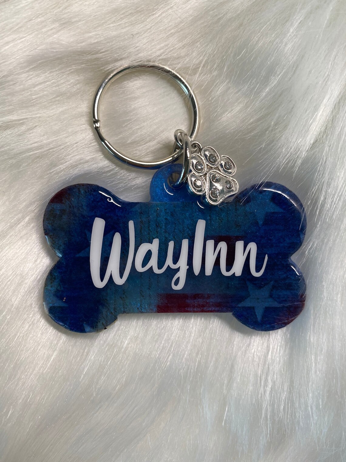 Patriotic Personalized epoxy resin dog tag Etsy