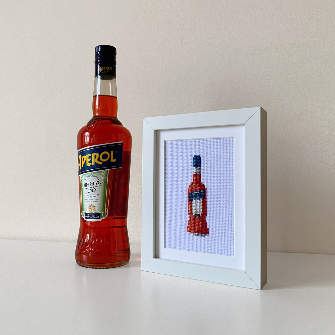 Aperol Spritz Framed Cross Stitch | Italian Cocktail | Alcoholic Orange ...