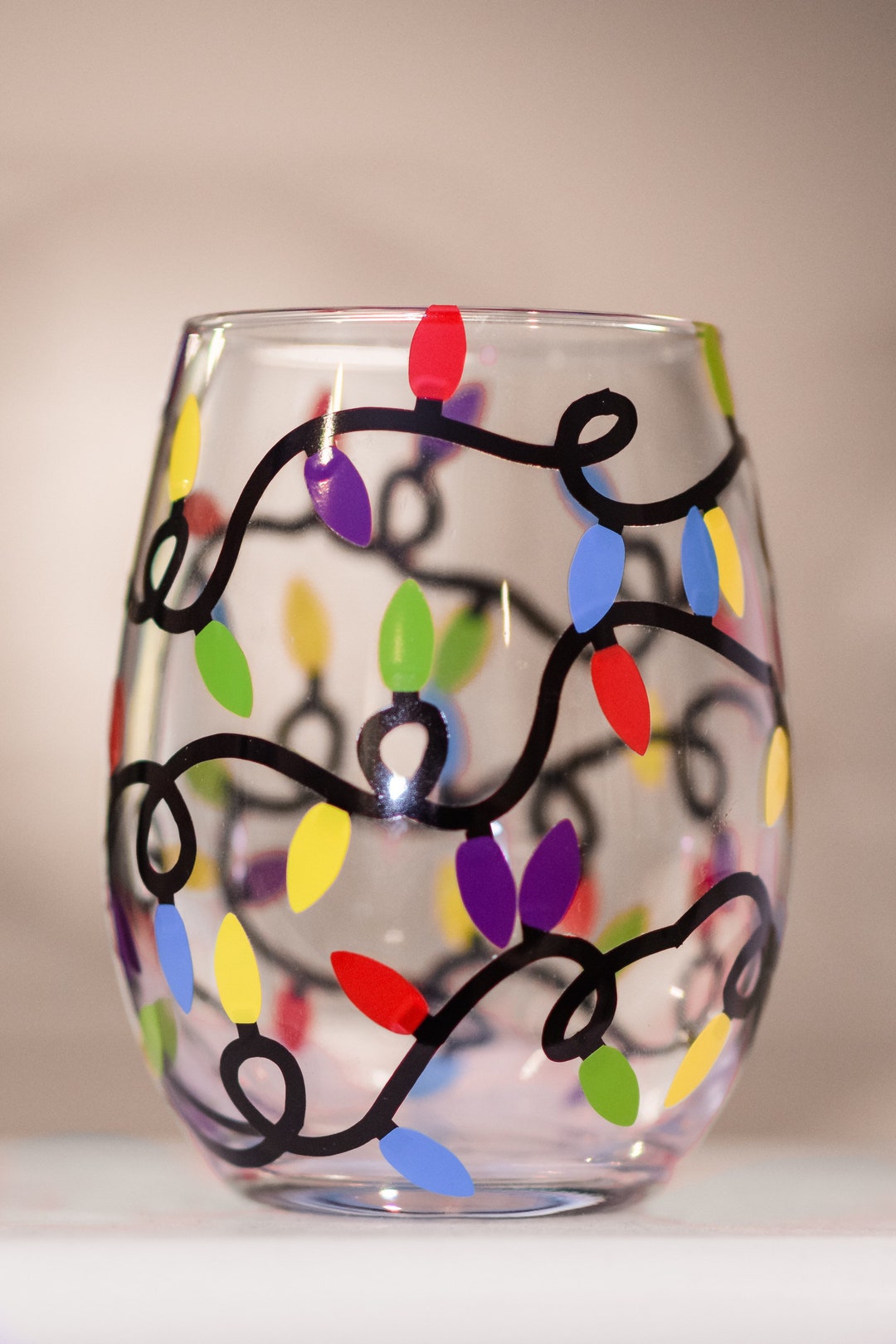 Christmas Lights Wine Glass - Etsy