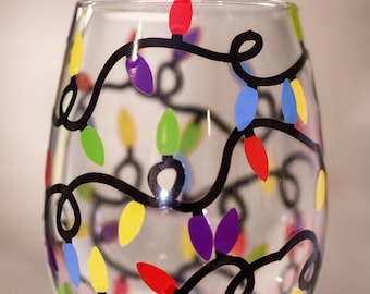 Christmas lights wine glass!