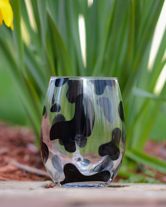 COW wine glass  | Cute Cow glass  | Cow glass | Cow Print wine glass  | Animal Print Wine glass | Cow lover gift | Mini Cows | Cute Cow gift