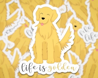 La vie est dorée autocollante | | autocollant Golden Retriever | autocollant Dog Mom Autocollant pour chien | autocollant Good Vibes |