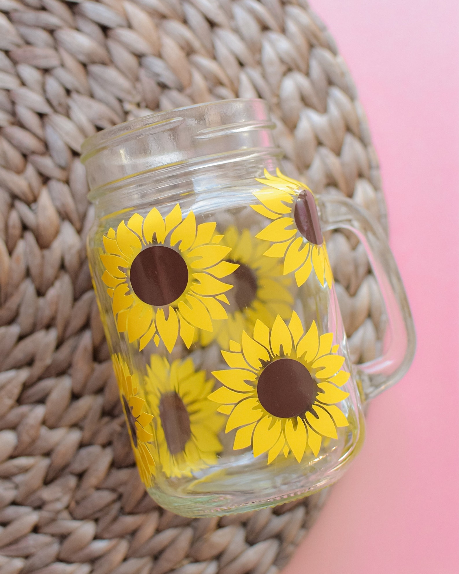 Sunflower Mason Jar Sunflower Coffee Cup Sunflower Iced Etsy