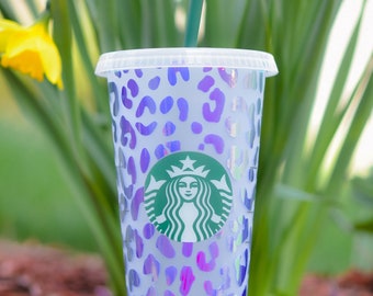 Holographic Leopard Print Reusable Venti Starbucks Cup