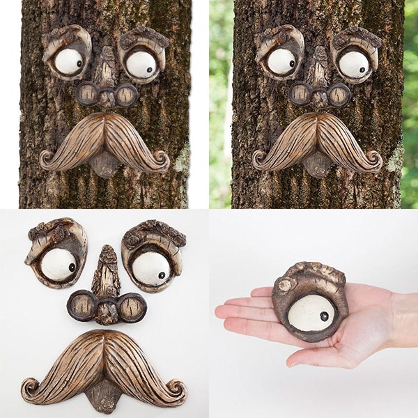 Old Man Tree Hugger Garden Peeker Yard Art Outdoor Sculpture Whimsical Face Deco