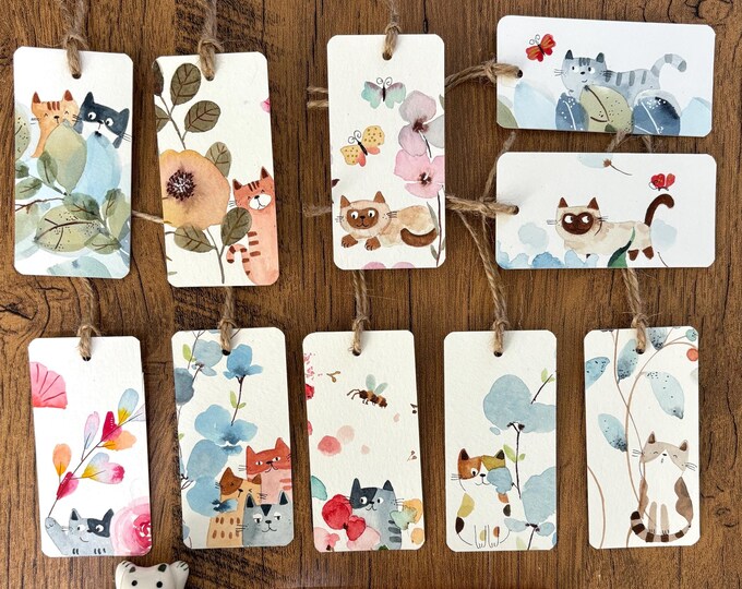 Assorted Cat Gift Tags, Watercolor Gift Tags, Original Watercolor, Set