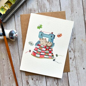 Aquarell Grußkarte, Original Aquarell Karte, handgemachte Karte mit Umschlag, Geburtstagskarte, Danke, Karte, Katzenkarte