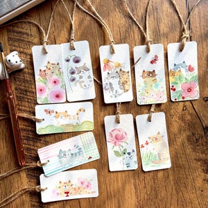 Verschiedene Katzen Geschenkanhänger, Aquarell Geschenkanhänger, Original Aquarell, 10er-Set, Größe 1,5 "x 3", handgemachte Geschenkanhänger, Botanische Geschenkanhänger