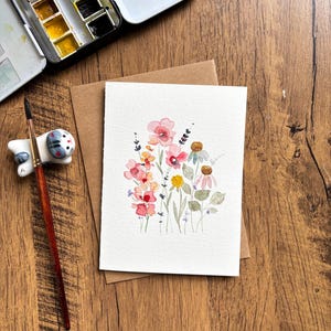 Aquarell Grußkarte, Original Aquarell Karte, handgemachte Karte mit Umschlag, Geburtstagskarte, Danke, Karte, Katzenkarte