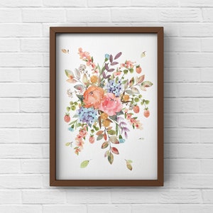 Floral art, Original watercolor (Not print) , 9&quot;x12&quot;, Botanical art, Wall decor, Watercolor flowers, Mother&#39;s day gift, colorful art