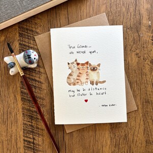 Aquarelwenskaart, originele aquarelkaart, kaart met envelop, kattenkaart, blanco kaart, positieve quotekaart
