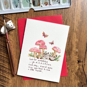 Carte de voeux aquarelle, carte aquarelle originale, carte avec enveloppe, carte de chat, carte vierge, carte de citation positive