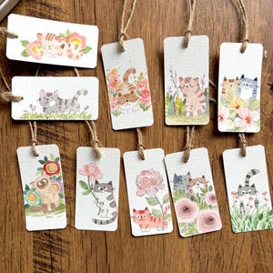 Verschiedene Katzen Geschenkanhänger, Aquarell Geschenkanhänger, Original Aquarell, 10er-Set, Größe 1,5 "x 3", handgemachte Geschenkanhänger, Botanische Geschenkanhänger