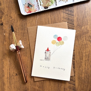 Carte de voeux aquarelle, carte aquarelle originale, carte avec enveloppe, carte d'anniversaire, carte d'anniversaire de chat, carte vierge