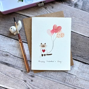 Aquarell Grußkarte, Original Aquarell Karte, handgemachte Karte mit Umschlag, Valentinstagskarte, Happy Valentine's Day