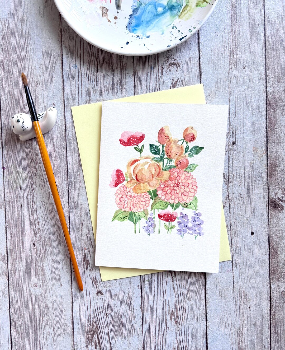 Hand-painted Floral Watercolor Card, Handmade Blank Note Card - Etsy