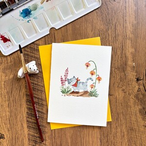 Carte de voeux aquarelle, Carte aquarelle originale, Carte faite main avec enveloppe, Carte d'anniversaire, Carte de remerciement, Carte vierge, Carte chat