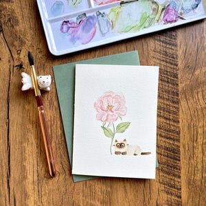 Carte de voeux aquarelle, Carte aquarelle originale, Carte faite main avec enveloppe, Carte d'anniversaire, Carte de remerciement, Carte vierge, Carte chat