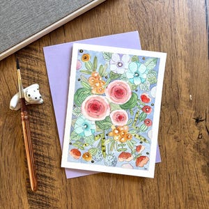 Carte de voeux aquarelle, Carte aquarelle originale, Carte faite main avec enveloppe, Carte d'anniversaire, Carte de remerciement, Carte vierge, Carte chat