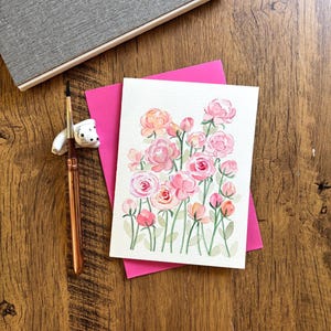 Carte de voeux aquarelle, Carte aquarelle originale, Carte faite main avec enveloppe, Carte d'anniversaire, Carte de remerciement, Carte vierge, Carte chat