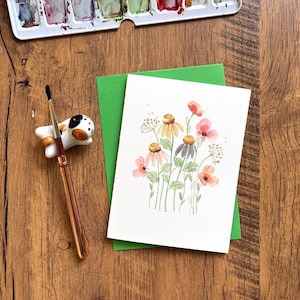 Carte de voeux aquarelle, carte aquarelle originale, carte faite main avec enveloppe, carte d'anniversaire, carte de remerciement, carte vierge, carte florale moderne