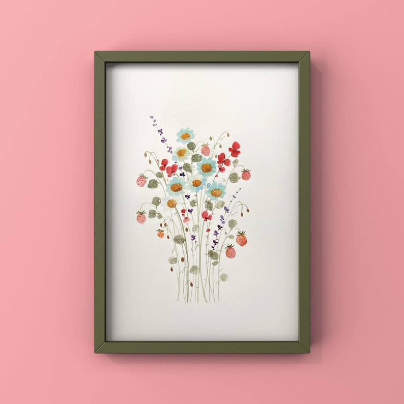 Original hand painted watercolor art, Abstract flowers, Floral art, Not a Print, 9x12, Botanical art, Colorful art, Wall decor, Wall art image 1