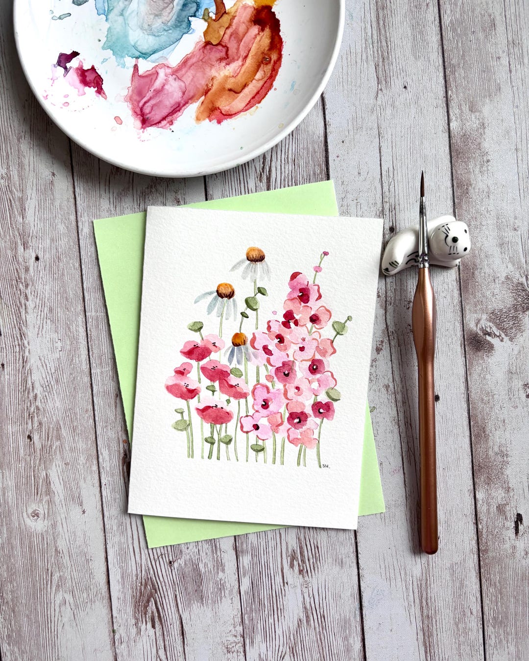 Hand-painted Floral Watercolor Card, Handmade Blank Note Card - Etsy