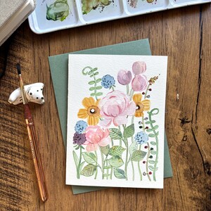 Aquarel wenskaart, originele aquarelkaart, handgemaakte kaart met envelop, verjaardagskaart, bedankkaart, blanco kaart, kattenkaart