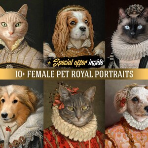 Custom Royal Pet Portrait | Pet photo gifts | Pet Memorial Gift | Cat Portrait | Pet Portrait custom painting | Canvas or Digital Art