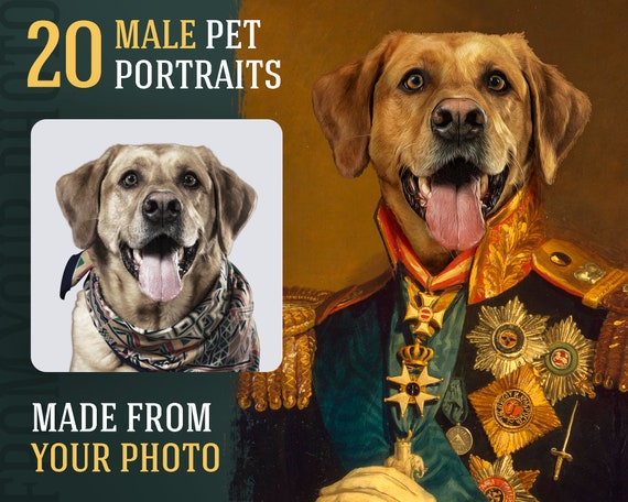 Custom Pet Portrait From Your Photo | Pet Memorial Gift | Pet Art | Dog Portrait, Cat Portrait | Royal pet portrait | Pet photo gifts