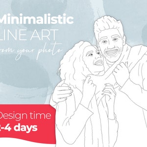 Custom Couple Line Drawing From Photo | Line Art Family Portrait | Custom Portrait For Anniversary Gift | Personalised Digital Illustration