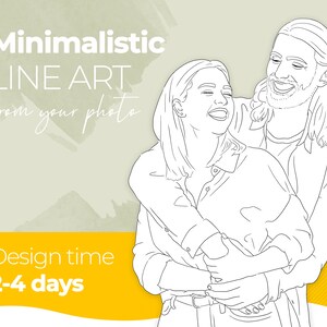 Custom Line Drawing Family Portrait | Couple Line Art Portrait For Anniversary Gift | Digital Illustration From Photo | Personalised Gift