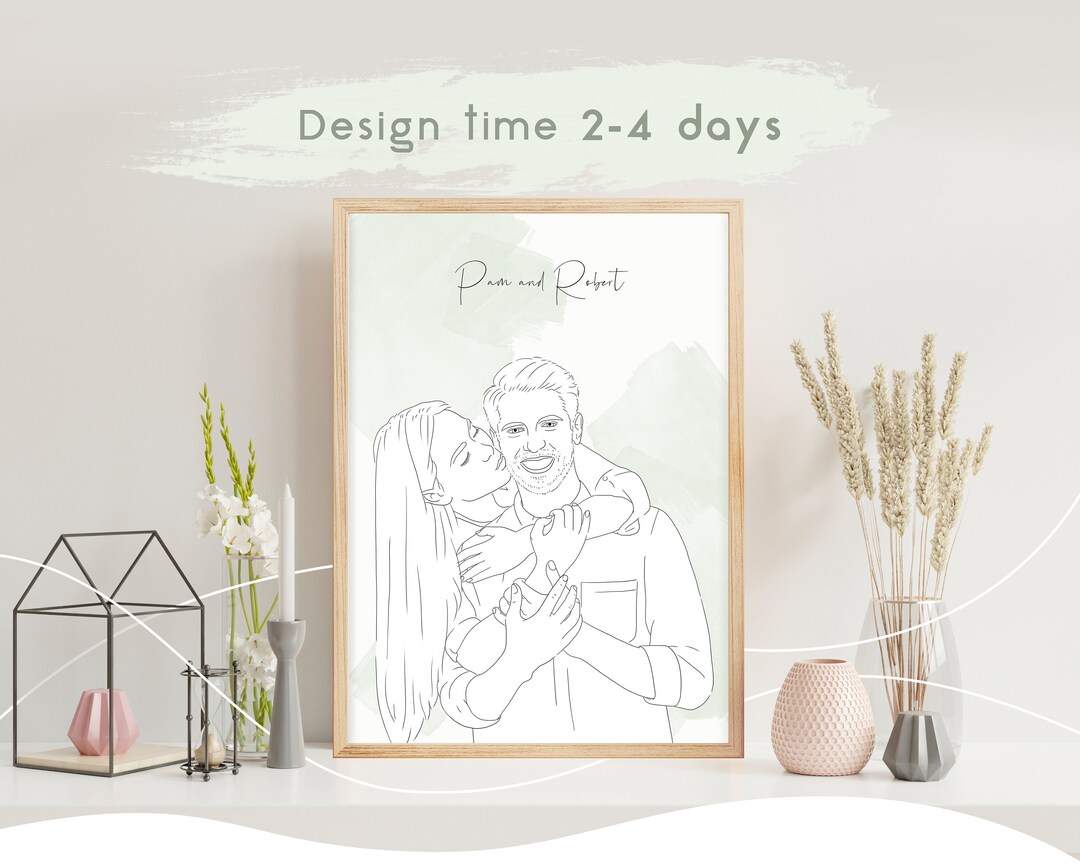 Custom Line Drawing Couple Portrait | Sketch From Photo | Custom Line ...
