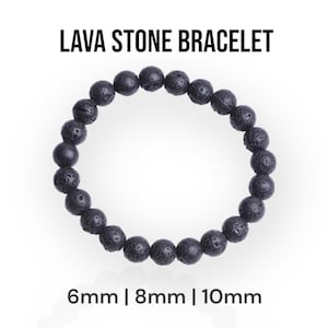 May include: Black lava stone bracelet with beads in 6mm, 8mm, and 10mm sizes.