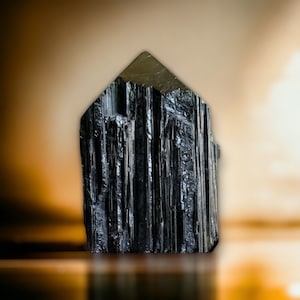 Black Tourmaline Point, Flat Base, Energy Generator, Polished Point, Rough Base, Ultimate Protection Stone