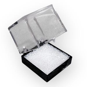 Clear Acrylic Cube Display Thumbnail Box Black Base w Hinge and Lid w White Filler Foam For Stones and Collectibles Size Small 1.25 Inches