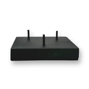 Crystal Stand,  Elevate Fossils, Geodes, and Collectables, Matte Black, Rectangle, Three Prongs, Wood Base w/ Rubber Grip Bottom