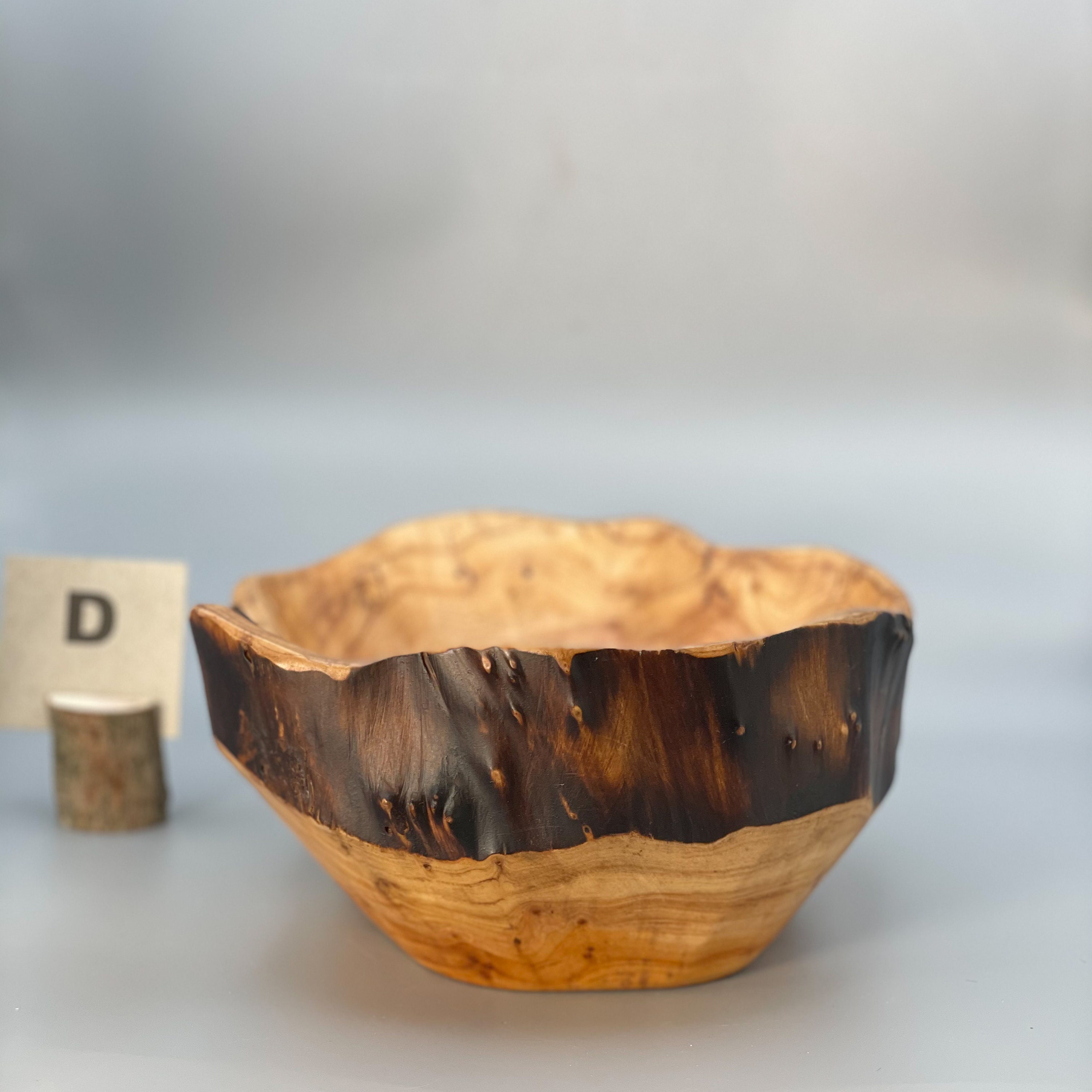 Live Edge Carved Wood Bowl D Organic Decor Handmade Gift Etsy