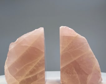 Pink Rose Quartz Crystal Bookends, Natural Characteristics for Unique Bookshelf Décor  w/ Meaning Card, Perfect Book Lover Gift (5 lbs.) AH