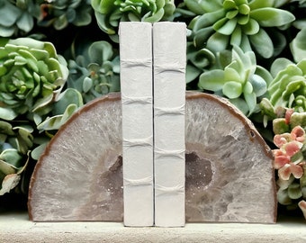 Agate Crystal bookends with Geode Center, Natural stone, Bookshelf Decor, Unique gift, Crystal Lovers Gift, Gray &White Stone (7+ lbs.) DF