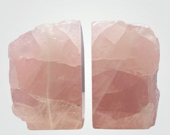Crystal Bookends, Rose Quartz w/ Natural Characteristics & Black Tourmaline Markings, Weighs Over 5+ lbs. (AO)