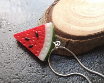 Watermelon Necklace | Summer | Handmade fruit pendant | Kawaii