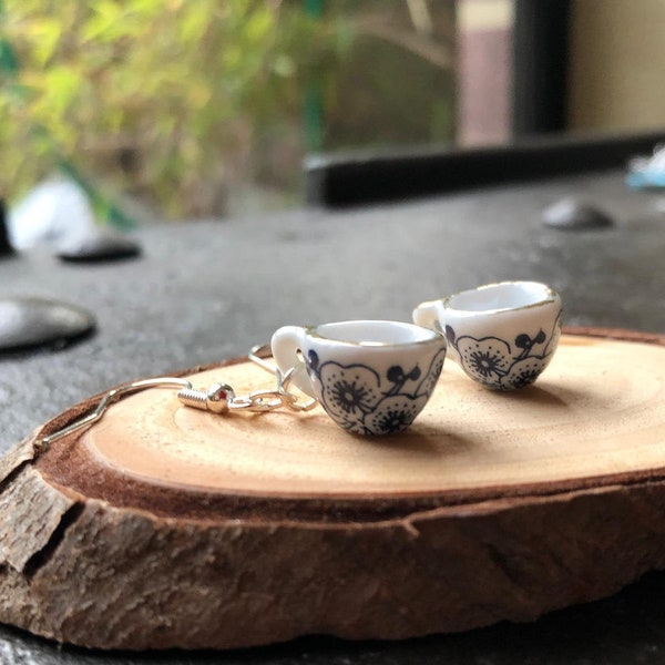 Teacup Earrings | Perfect gift for Tea and Coffee lovers | Floral | Ceramic