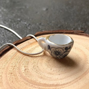 Teacup or Coffee mug Necklace | Miniature | Floral | Ceramic