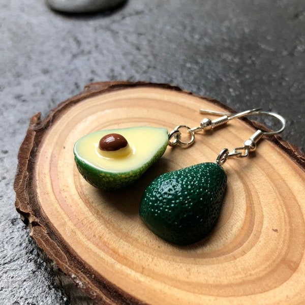 Avocado Halves earrings | Mismatched earrings | Asymmetrical earrings | 3D realistic