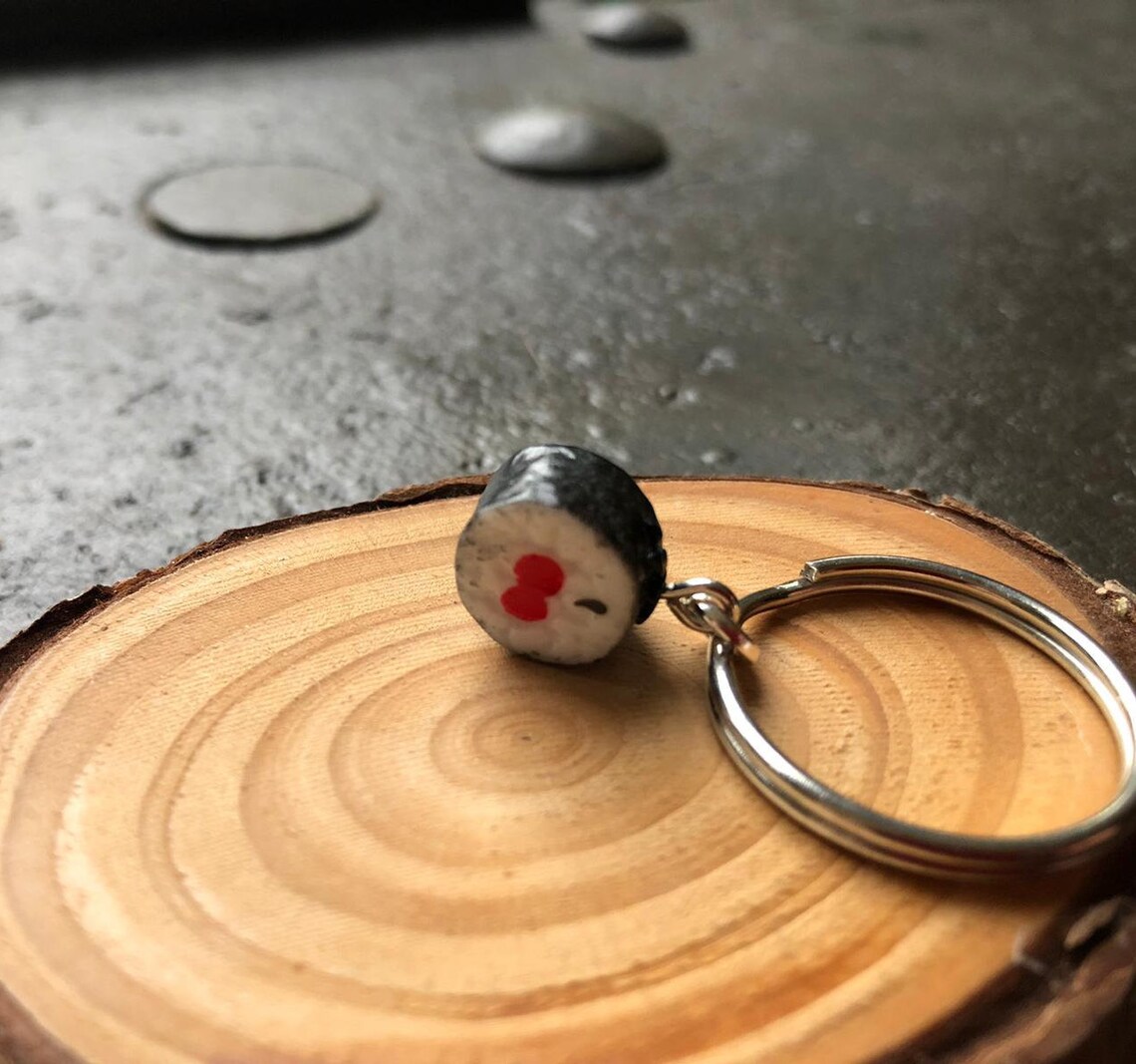 Tiny Sushi Roll Keyring Kawaii Japanese Miniature food Etsy