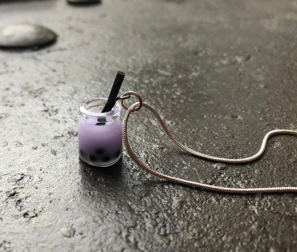 Bubble Tea Necklace Taro Milk Tea Boba Jewellery Kawaii Etsy UK