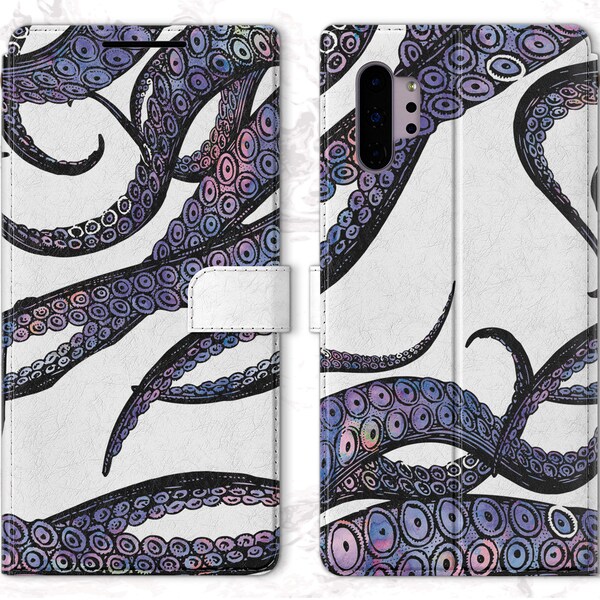 Coque de téléphone Octopus tentacules pour Samsung S23 S22 S21 Galaxy S20 Ultra 5G S9 housse folio Note 10 Plus portefeuille porte-carte de crédit Flip 20 A12 8